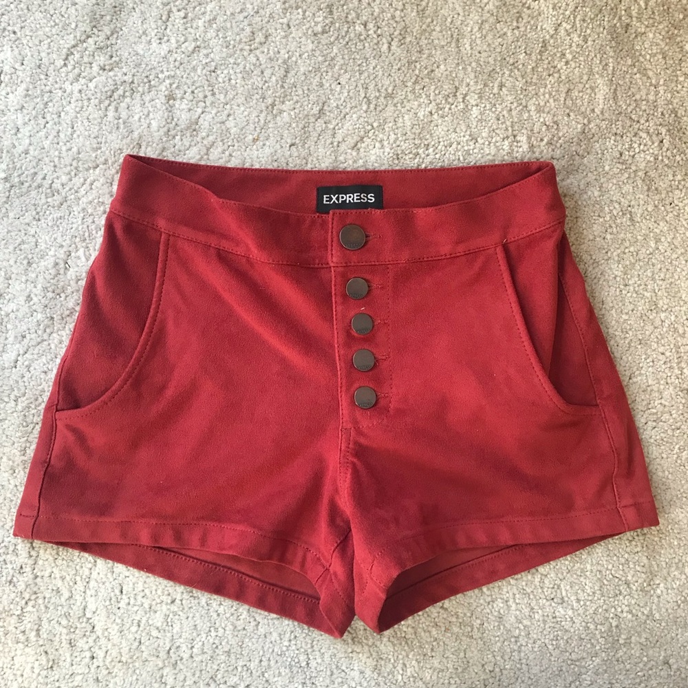 Suede shorts.